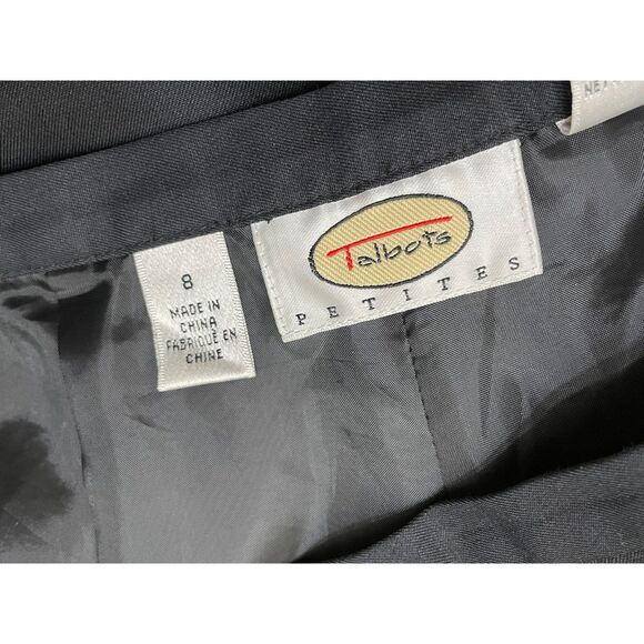 Talbots Women's 8P Black Pant Silk Crop Embroidered Floral Zipper Summer Casual - Picture 4 of 8